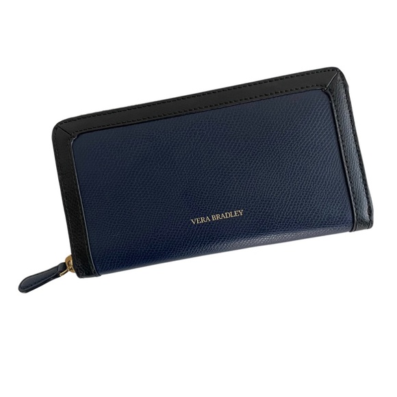 Vera Bradley Handbags - Vera Bradley Navy Pebbled Leather Ziparound Closure Wallet